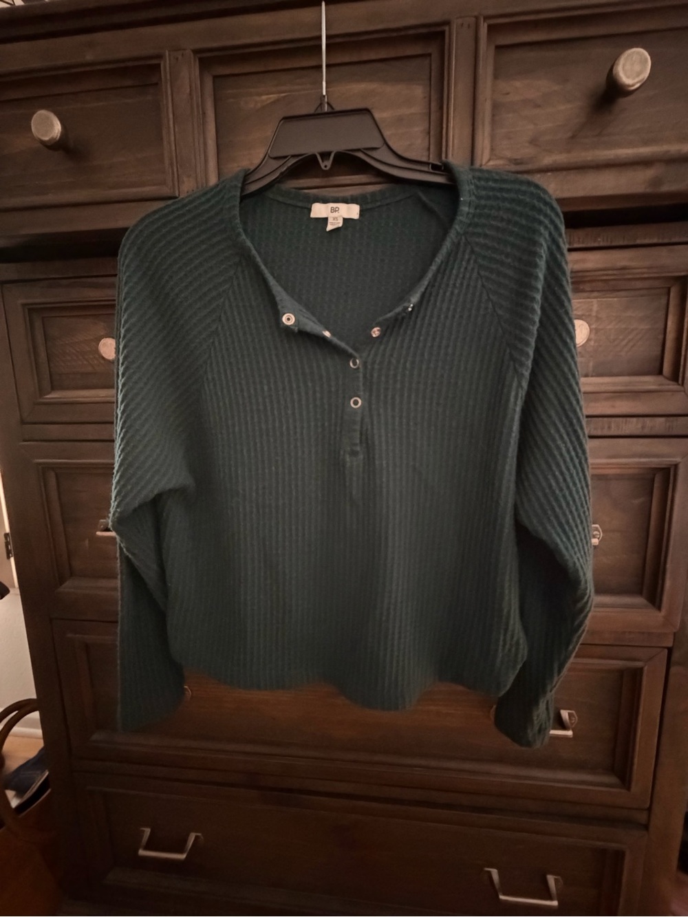 BP Teal Waffle Knit Henley Top